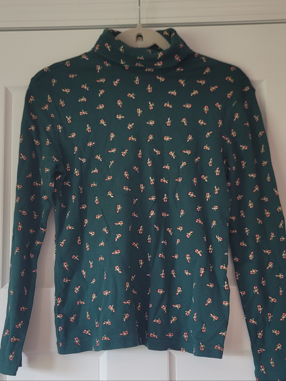 Holiday Editions Teal Floral Long Sleeve Tee